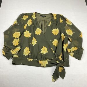 Madewell Effie Wrap Tie Blouse L Cottagecore Boho Chiffon Top 3/4 Sleeve Shirt